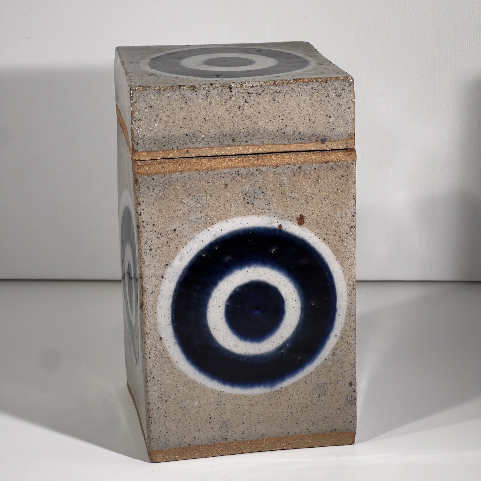 Tyrone Larson Pottery Slab Built Stoneware Square Jar Asheville NC Early & Rare