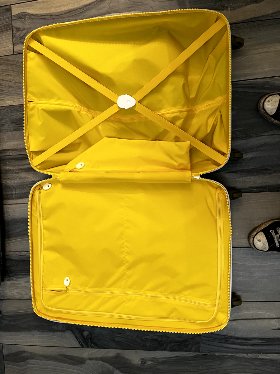 FPM Milano Spinner Suitcase – Silver with Yellow Zipper Design by