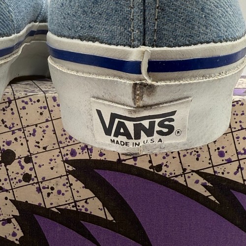 Vintage 1990 Vans INDIGO DENIM NAVY FOXIN Deck Shoes Mens 6 Made USA IN BOX RARE - Picture 6 of 15