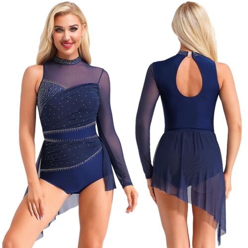 Women Dress Modern Dancewear Gymnastics Leotard Dance Costume Latin Lyrical - Picture 7 of 86