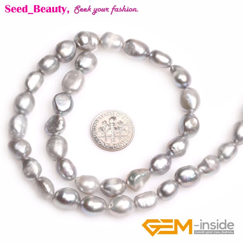 Cuentas de perlas naturales de agua dulce de forma libre para hacer joyas hebra 15"9-10x10-12 mm Foto 3 de 4