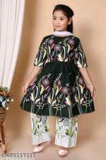 Indian Kids traditional New Ethnic Print Kurta Palazzo Set With Dupatta For Girl