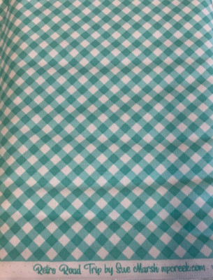 RJR FABRICS - RETRO ROAD TRIP #3622-001 AQUA GINGHAM- 1 2/3 YARD