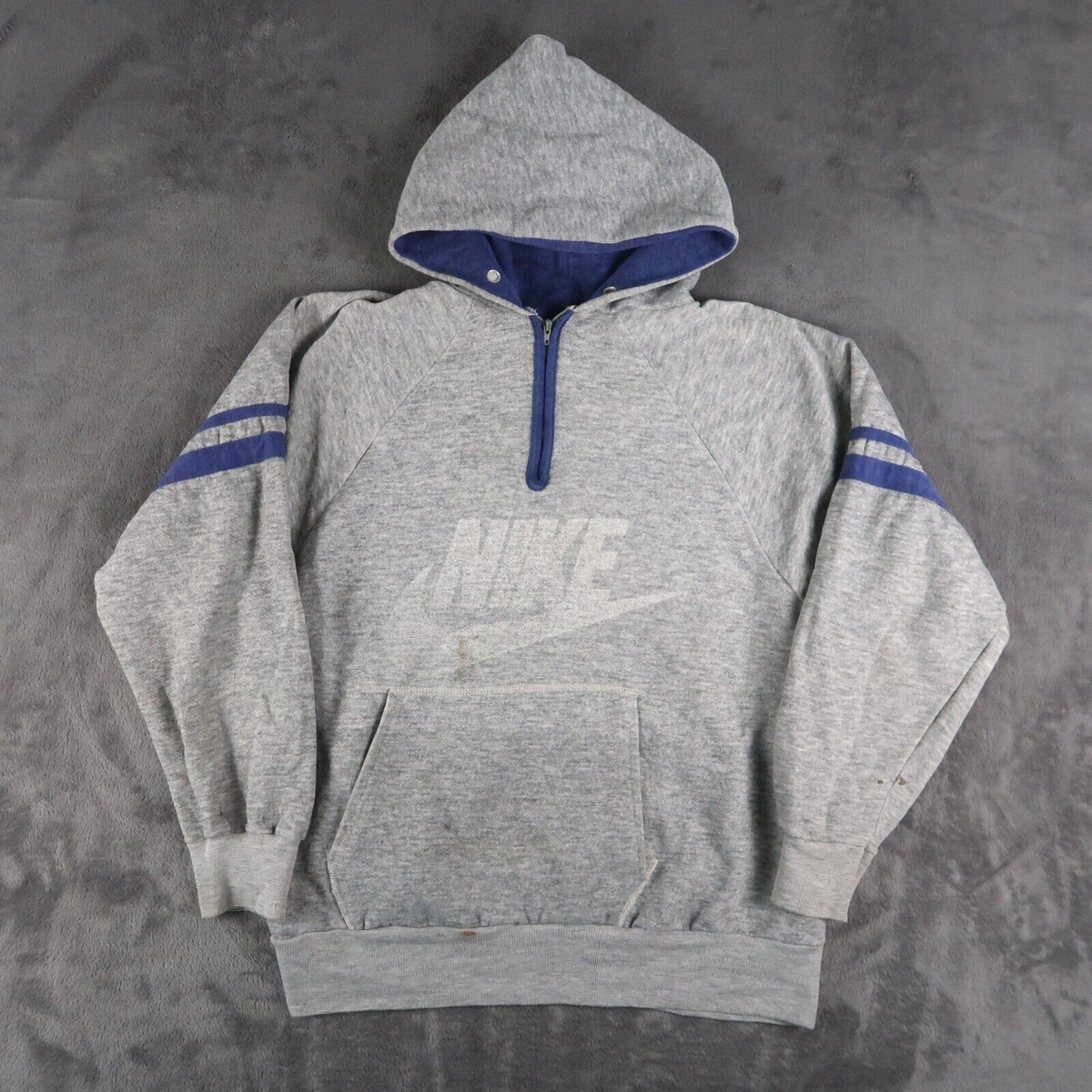 Vintage 70s 80s Nike Blue Gray 1/4 Zip Hoodie Sweatshirt M Vintage 70s 80s Nike Blue Gray 1/4 Zip Hoodie Sweatshirt M