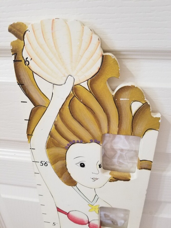 Wood Growth Height Wall Chart Mermaid with Picture Frames Holders 3 ...