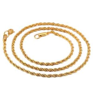 Authentic 2-7mm 18K Gold Plated Women Men Rope Chain 18-32''