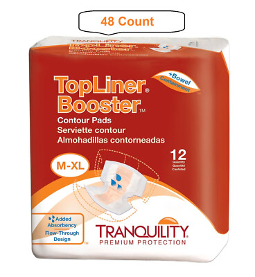 Tranquility Topliner Booster Pad Contour 21.5'' Length Heavy Absorbency, 48 Pack