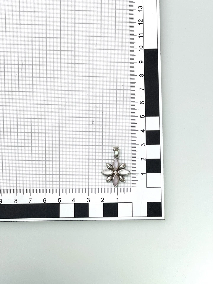 Anhänger 925 Sterling Silber Blume Seerose? Perlmutt Kettenanhänger3,61g GSF79G6 - Bild 4 von 4