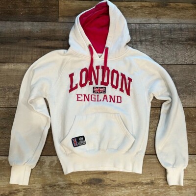 London England Mens Hoodie Small Pullover Sweatshirt Union Jack Flag Logo 