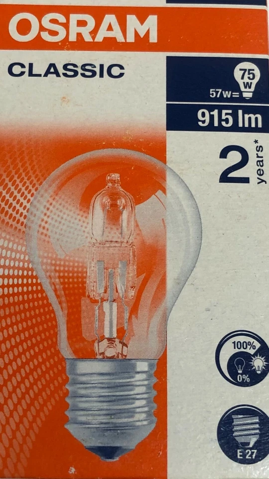 OSRAM/RADIUM  Halogen A 20W 30W 42W 46W 53W 57W 70W 77W 116W E27 klar Glühlampe - Bild 2 von 2