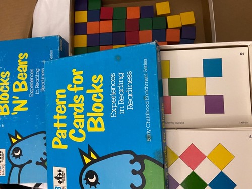 Vintage READING READINESS SET Milton Bradley BLOCKS Cards 1977 - Picture 3 of 18