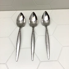 3 Grapefruit Spoons Oneida Venetia Burnished Stainless Community Flatware Vtg