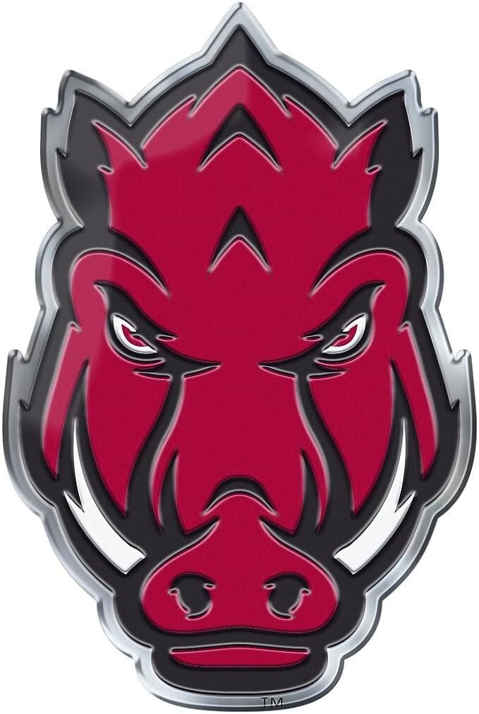 Arkansas Razorbacks Color Emblem Sticker Decal Aluminum Metal Car Truck ...