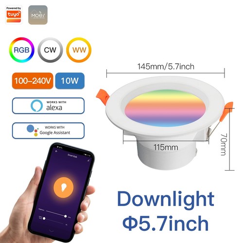 MOES WLAN Smart LED Downlight Spot Leuchtmittel 7W 10W Dimmbar RGB Warm & Kalt - Afbeelding 14 van 14