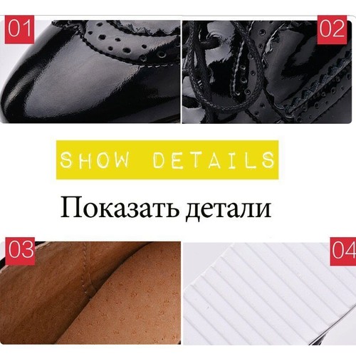 Spring Autumn Women Platform Gold Flats Brogue Leather Female Oxford Shoes Lady - Picture 3 of 46
