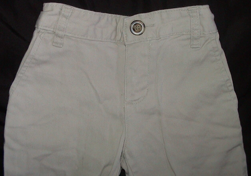 OLD NAVY ADJUSTABLE WAIST BEIGE KHAKI PANTS-SIZE 8 SLIM-PRE*OWNED - Picture 2 of 3