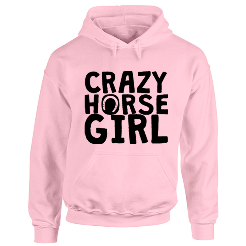 Ladies Crazy Horse Girl Hoodie Pony Rider Lover Cute Equestrian Hooded Top