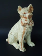 Vintage Alabama Clay Pottery Schnauzer Dog Figurine Sculpture Signed Francine