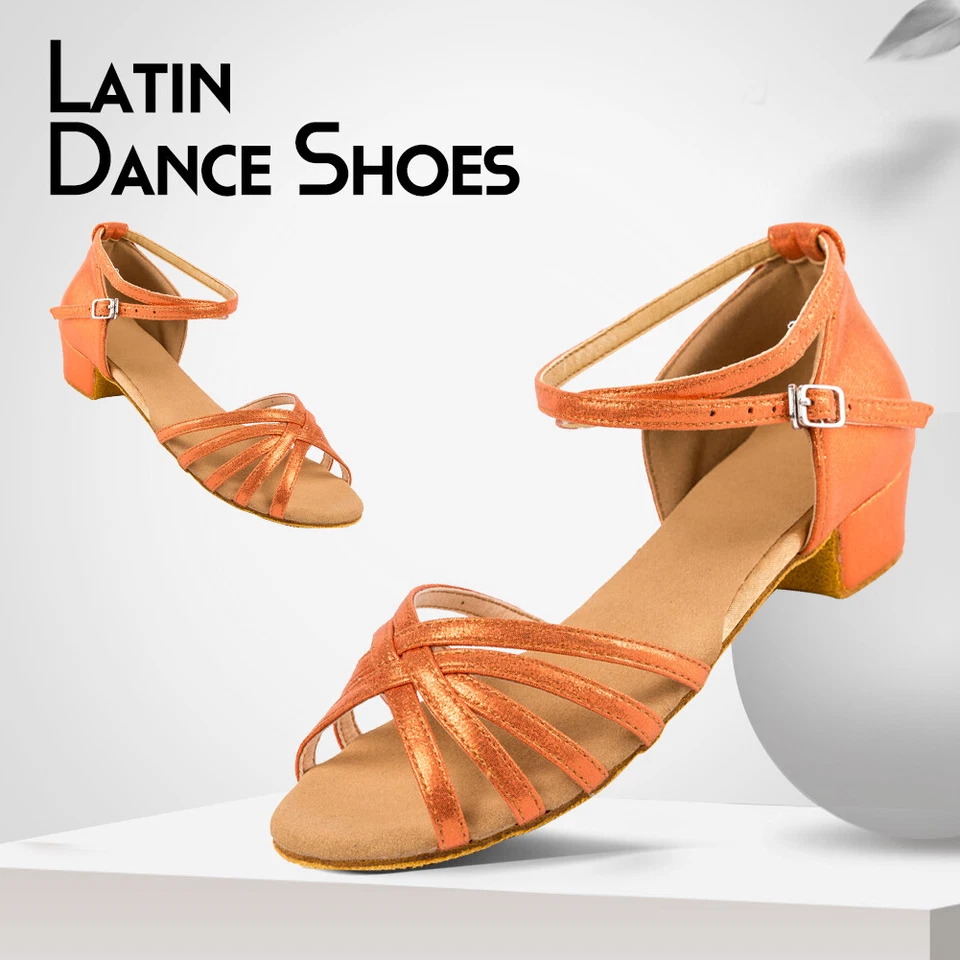 Zapatos de baile latino de tacón de tango de salsa de salón niños niñas mujeres talla 24-41 Foto 2 de 4
