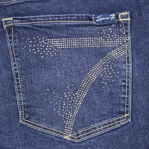 Seven7 Jeans Womens Size 18 Flare Dark Wash High Rise 36 x 30.5 Cut off at cuff - Picture 21 of 22