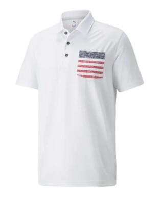 Puma x Volition Men s American Flag Pocket Golf Polo - Size Large