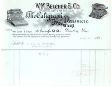 1896 W M BELCHER CALIGRAPH & DENSMORE TYPEWRITERS BOSTON MA TOWNSEND BILL HEAD thumbnail