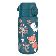 Auslaufsichere Kinder Trinkflasche, Edelstahl, Waldtiere, 400ml (13oz)