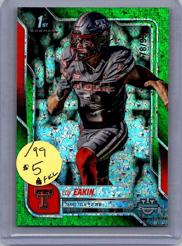 2025 Bowman University Chrome #28 Coy Eakin Green Mini-Diamond Refractor #/99