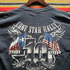 Texas Lone Star Rally Biker T Shirt Men's Large Y2k Galveston Tee