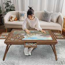 Puzzle Table 1500 Pieces Wooden Puzzle Board with Legs, 34.3 x 26.5 Jigsaw