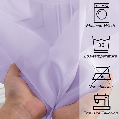Extra Long Sheer Curtains 96 inches Long for 42"W x 96"L (Pack of 2) Lavender - Picture 5 of 7