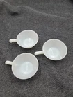 Anchor Hocking Fire King White Milk Glass  Soup  Bowls With  Handle  Set  of  3