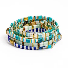 Tile Tila Bracelet,Stackable Boho Glass Bead Bracelets,Summer Jewelry-OCEAN TYPE