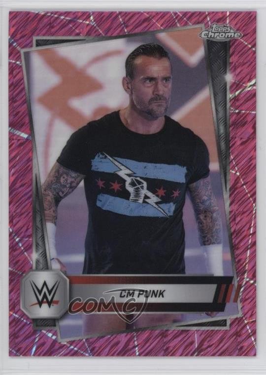 2025 Topps Chrome WWE Pink Shimmer Refractor CM Punk #98 15t1