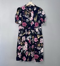 Vince Camuto Puff Sleeve Navy Blue Floral Dress Cottagecore Size 10 Girly Roses