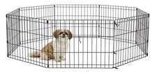 New World Folding Metal Dog Exercise Playpen - No Door, Indoor/Outdoor - 18"H