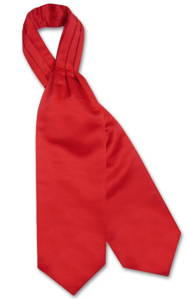 Vesuvio Napoli ASCOT Solid RED Color Cravat Mens Neck Tie - Image 2 of 2