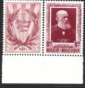 Belgium, Scott #B522, 8fr + 9fr Hendrik Conscience, MLH