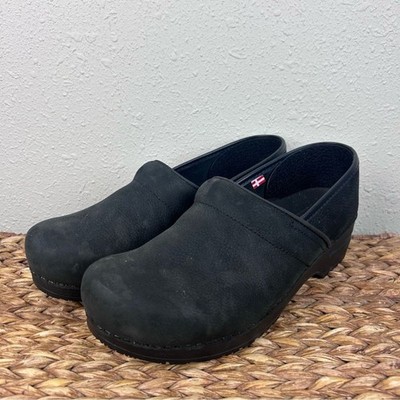 Sanita The Original Danish Clogs Hinsdale, Vegan Black Leather Round Toe, 42