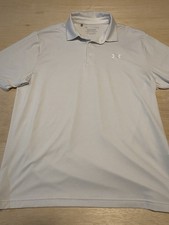 Under Armour Playoff Polo Shirt Mens Large White Stripe Golf Stretch Performance