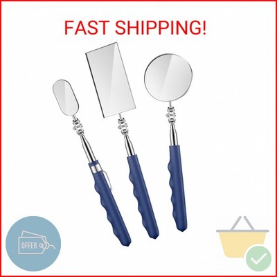 Copkim 3 Pieces Telescoping Inspection Mirror Stainless Steel Extendable Mechani