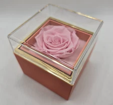 Preserved Eternal Pink Rose Flower Gift Box With Jewelry Box