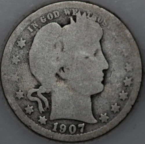 * 1907-O Barber Quarter 90% Silver, Early US Coin As Shown
