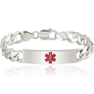 925 Sterling Silver Medical Alert Figaro Mariner Link ID Bracelet