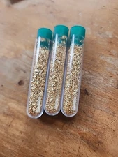 Lot of 3 (Three) 24 Kt. Gold Flakes in Plastic 2 1/4" Vials