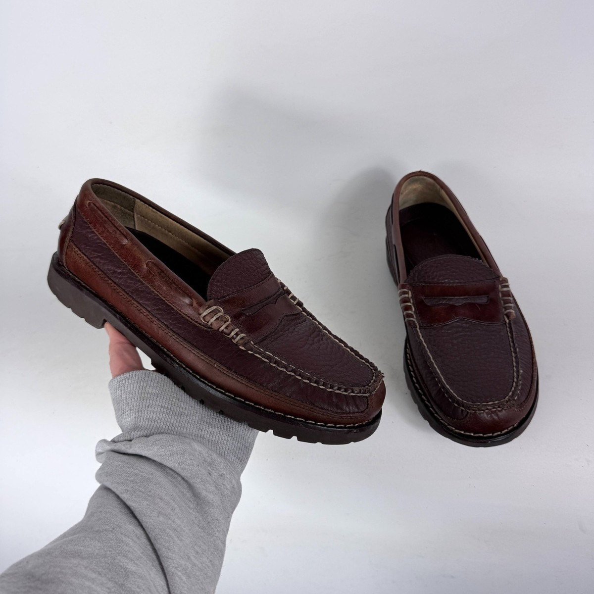 L.L.Bean Allagash Bison Handsewn Penny Loafers Men's 8 Brown