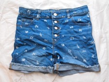 Wonder Nation girl denim shorts Size 12 Plus Cuffed Floral Pattern
