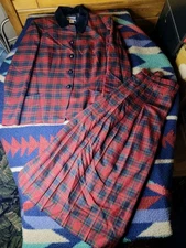 Vintage Pendleton Blazer w/ Long Skirt Suit Set Womens Sz 14 Red Tartan Plaid