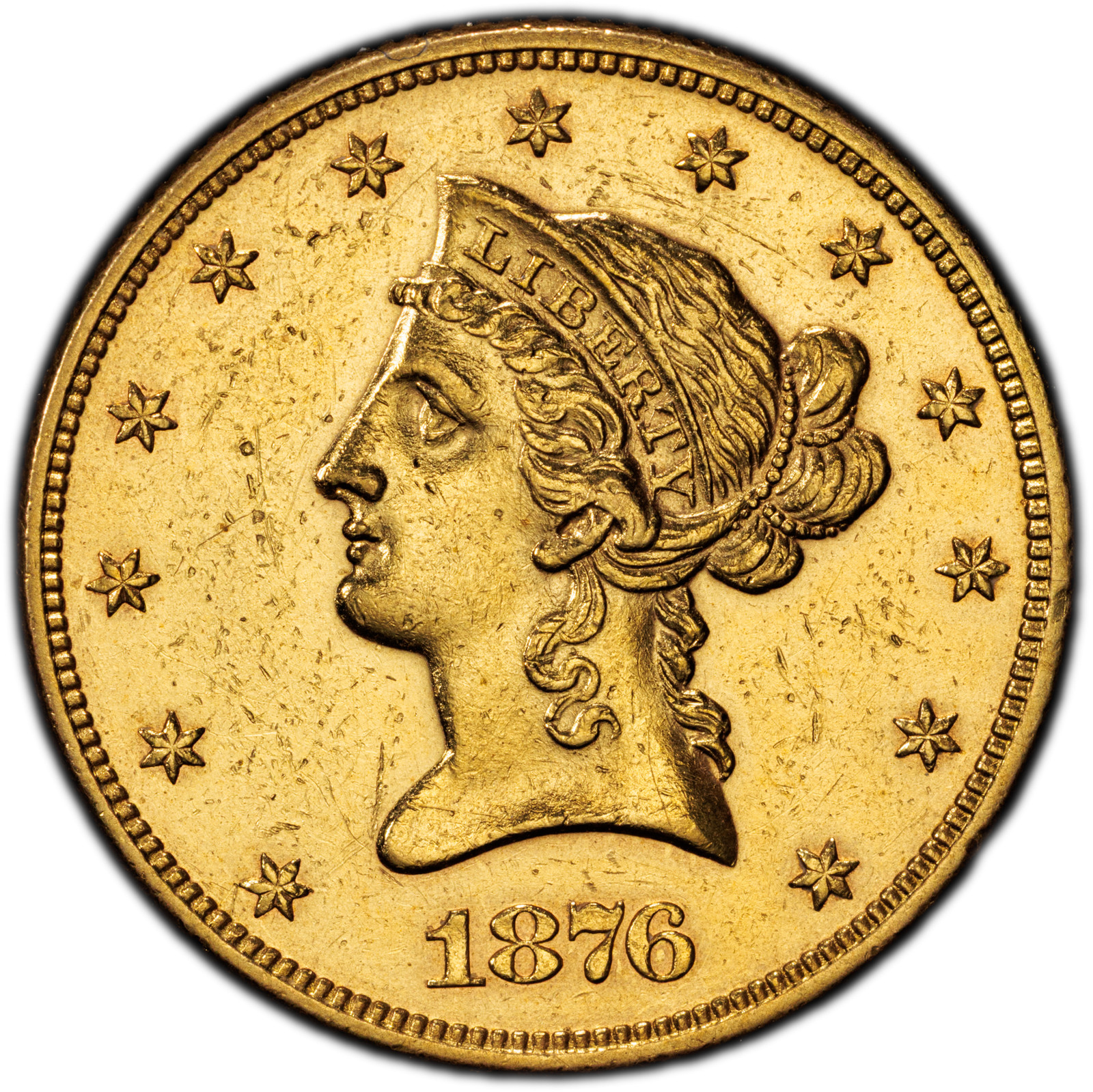 1876 $10 Liberty Head Eagle PCGS  Cleaned