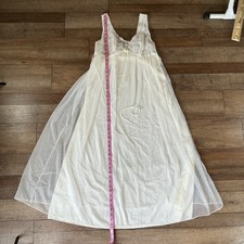 1956 VTG Val Mode Sheer Nylon Lace Nightgown Women's Size 34 Ivory USA 211118